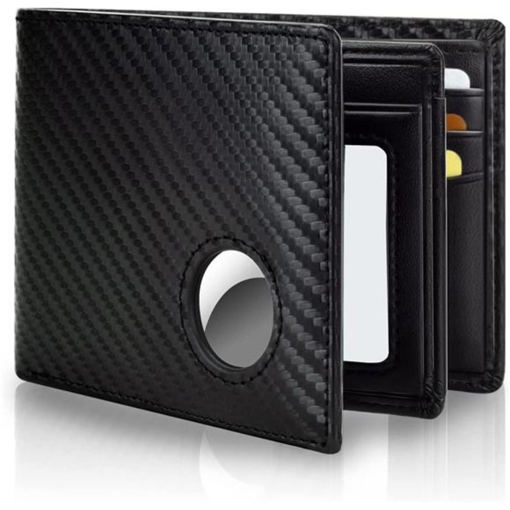 AirTag Wallet for Men Top Grain Genuine Leather Wallet with ID Window